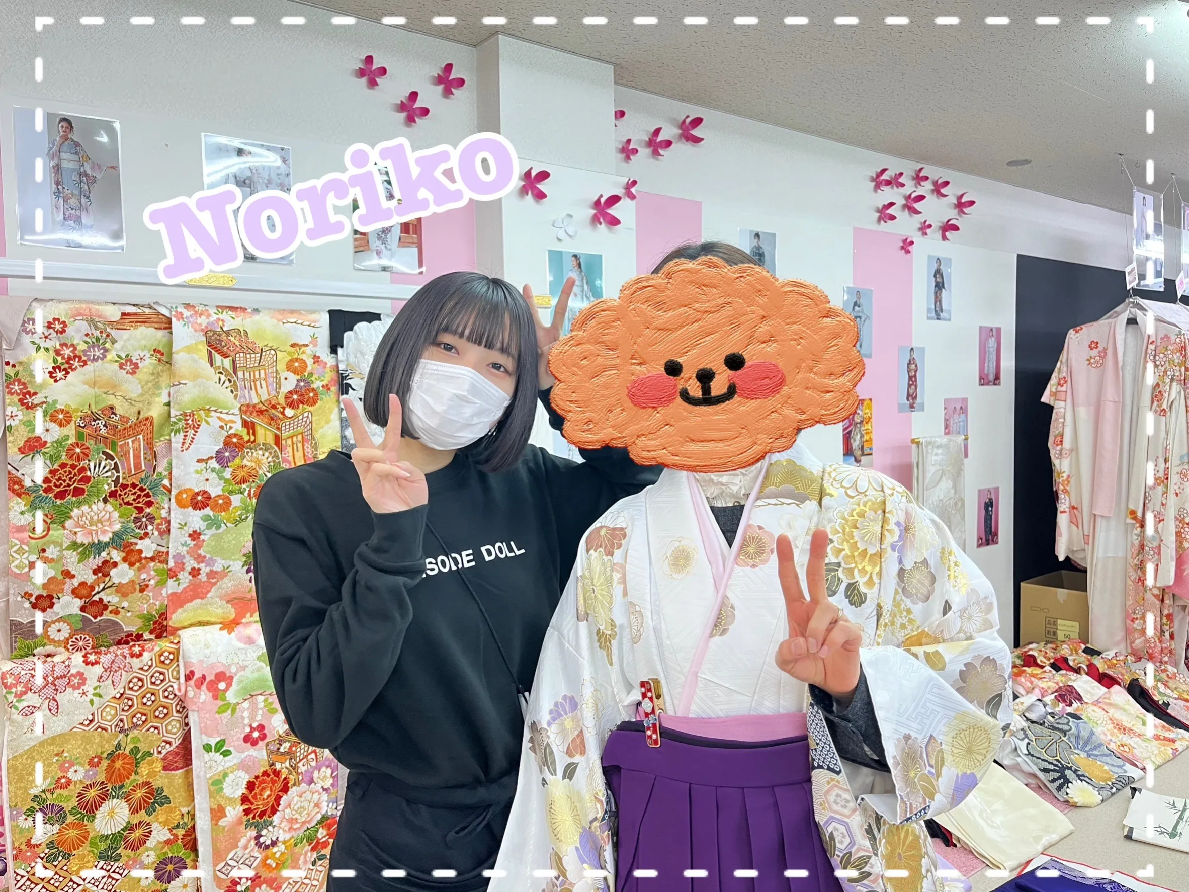 袴　前撮り撮影会　可愛い　オシャレ　桜柄　紫　