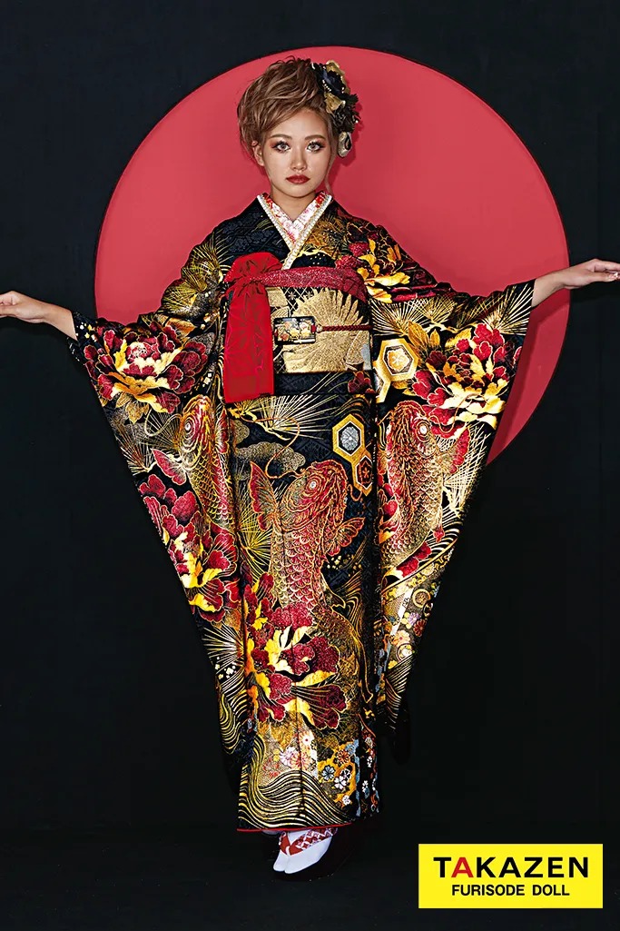 振袖レンタル　成人式　TAKAZENオリジナル　ジャパンモード　キラキラ　渋い　鯉