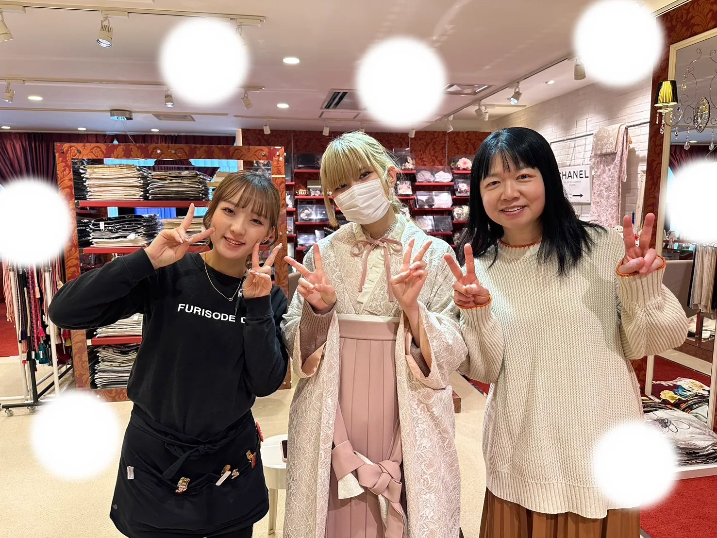 袴レンタル　卒業式　白レース　ピンク