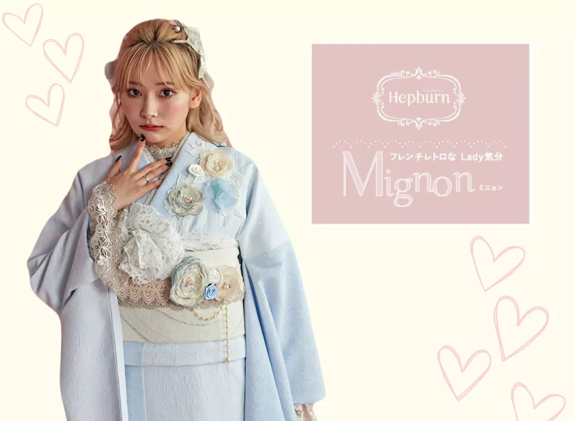 【TAKAZEN姫路店】かわいいを追求♡ジャガード生地×立体花がポイントのミニョンのお振袖紹介