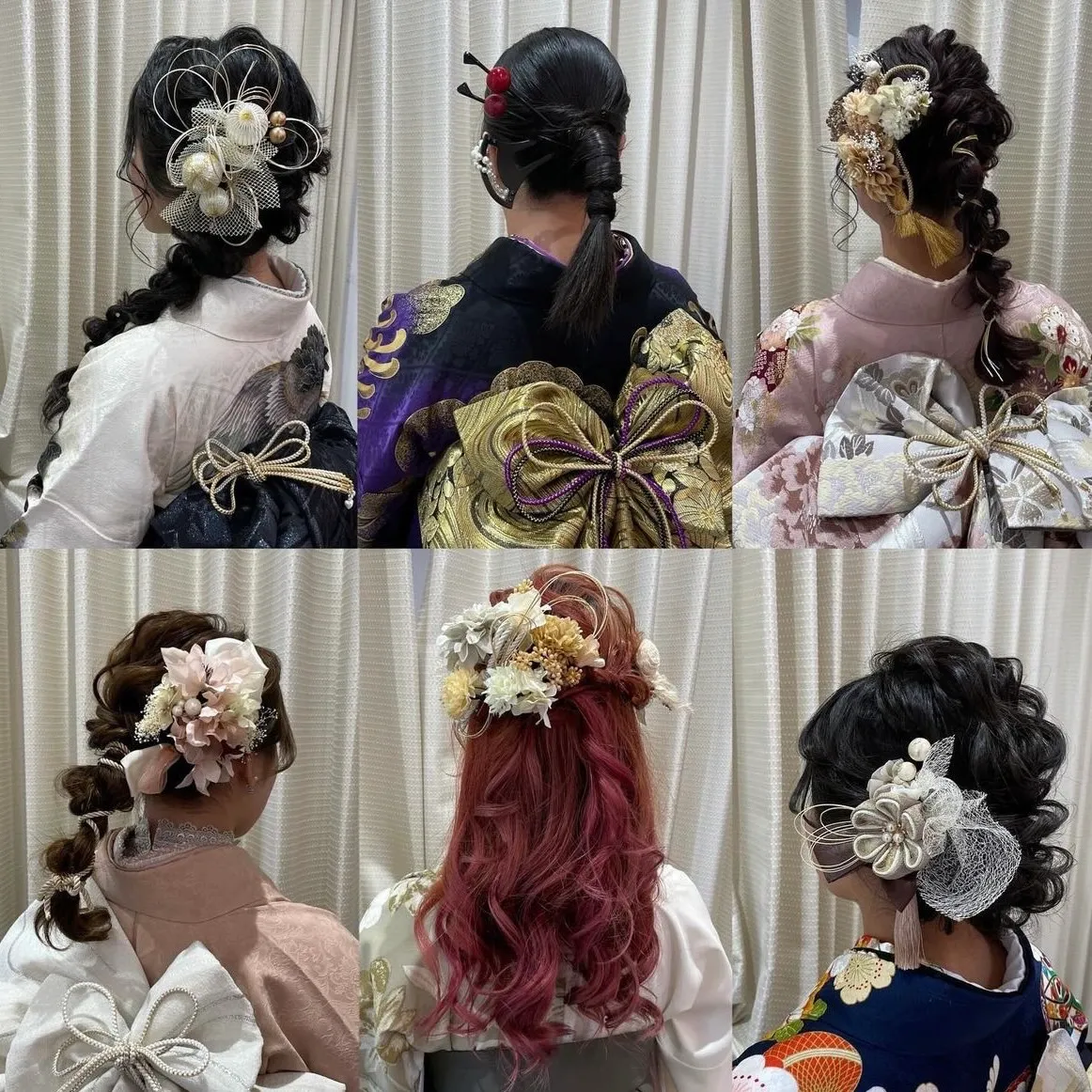 前撮り撮影会　ヘアアレンジ　成人式ヘアアレンジ　髪飾り