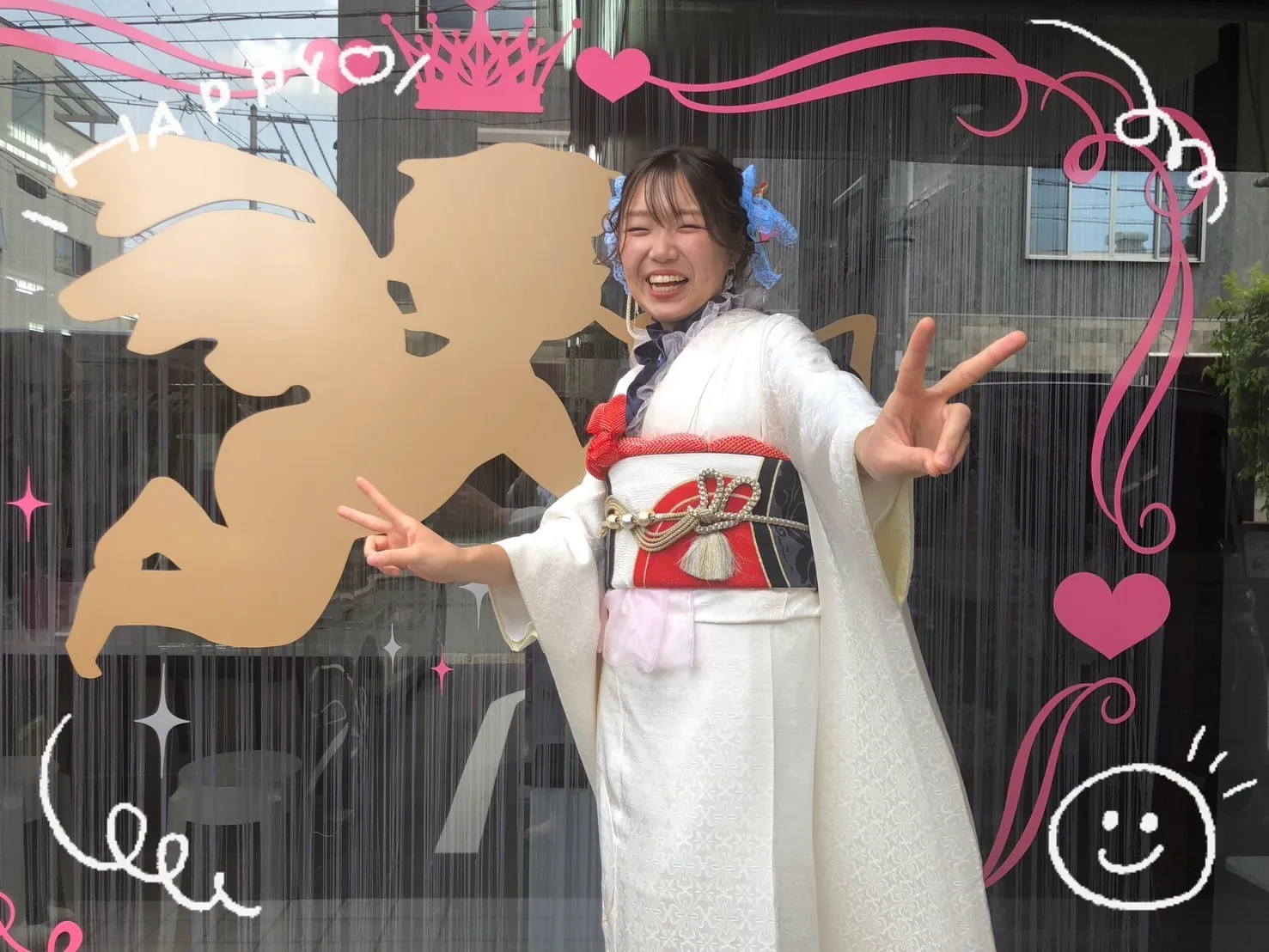 振袖　レンタル　奈良　前撮り　白色　ホワイト　ヴィンテージ　オシャレ　個性的　目立つ