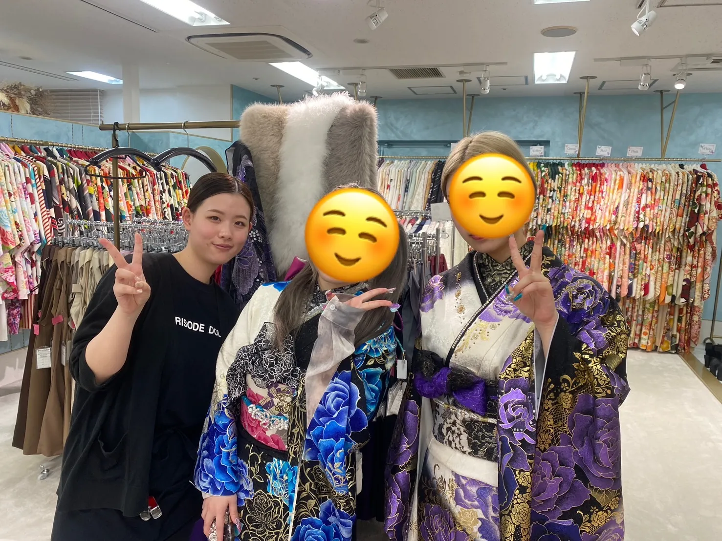 成人式　振袖レンタル　なんば　心斎橋　天王寺　大阪　人気　キラキラ　双子コーデ　レンタル