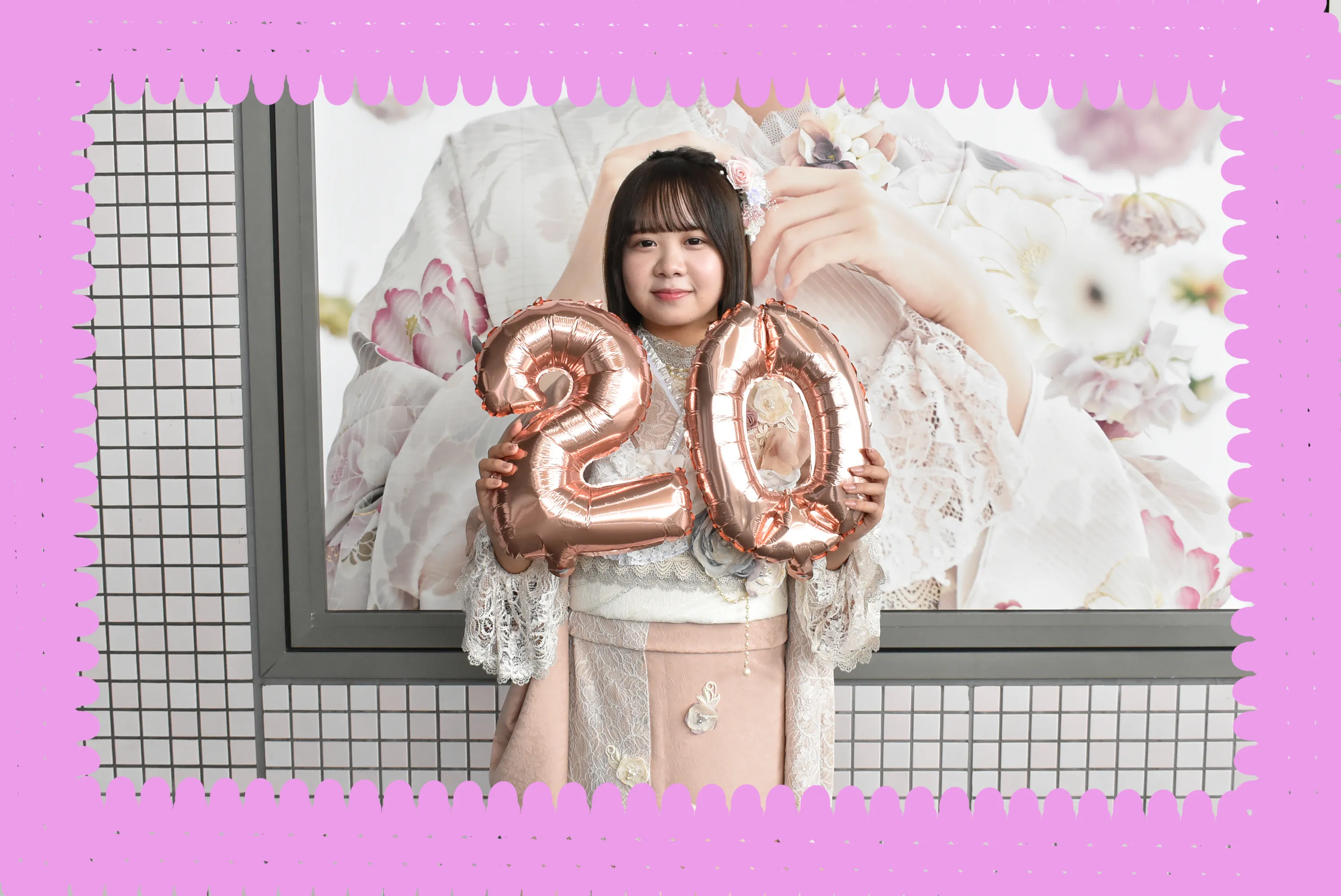 2023年　振袖　前撮り撮影会　TAKAZEN堺店　くすみピンク　くすみカラー　ヘップバーン　ミニョン
