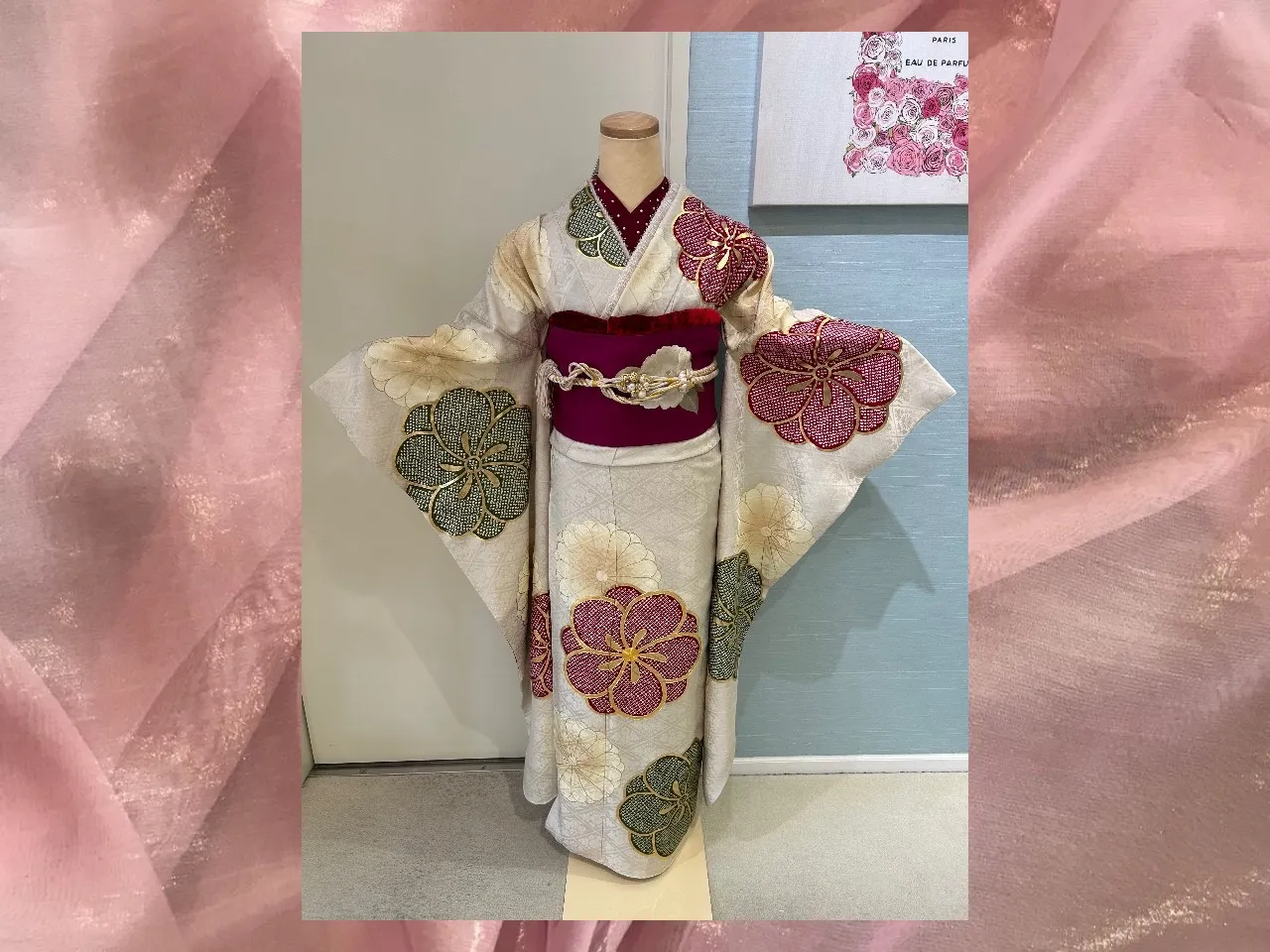 くすみ古典　成人式振袖　くすみ振袖