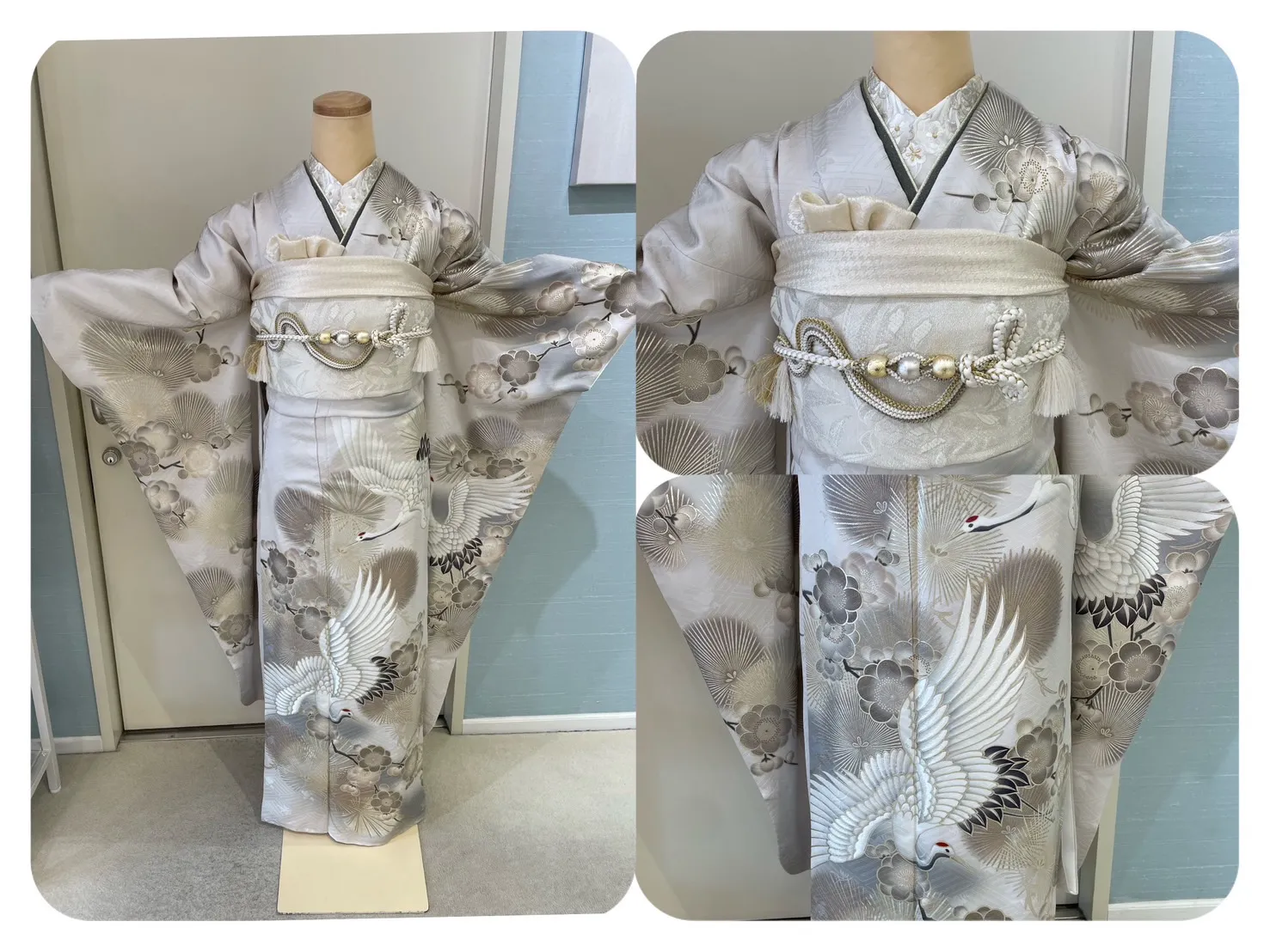 成人式　振袖レンタル　成人式振袖　鶴柄　シンプル　くすみエレガント　綺麗目　可愛い　オシャレ