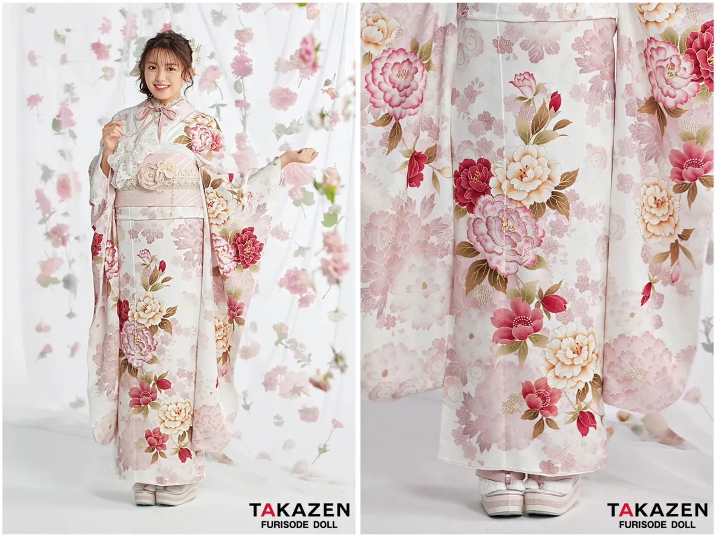 くすみカラー　振袖レンタル　成人式　TAKAZEN　ピンク系