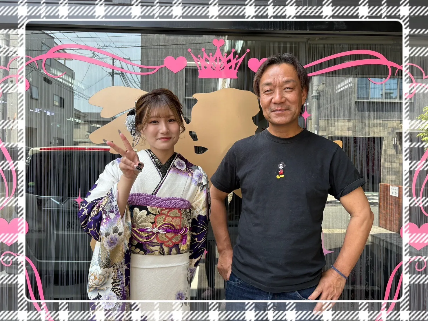振袖　レンタル　奈良　前撮り　クール系　白/紫/ゴールド(金色)　ボタン柄/和柄　大人気　　モード　派手　かっこいい　ギャル
