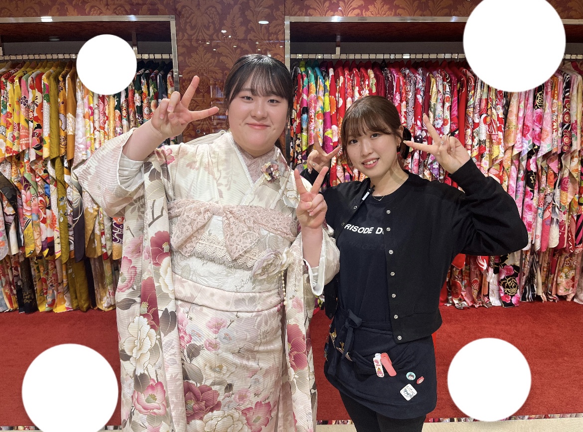 振袖　くすみ　フリル　リボン