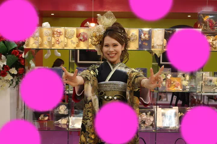 成人式　振袖レンタル　前撮り撮影会　　TAKAZEN神戸三宮店　ジャパンモード　派手