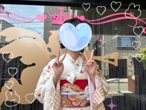振袖　レンタル　奈良　前撮り　正統派古典　白金　吉祥文様　清楚　大人っぽい　シンプル