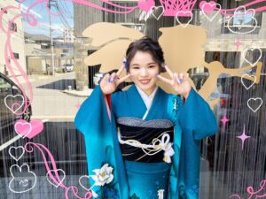 振袖　レンタル　奈良　前撮り　クール系　青/ブルー　牡丹柄　目立つ　派手　豪華　