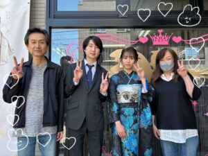 振袖　レンタル　奈良　前撮り　クール系　青/黒　牡丹柄　目立つ　派手　豪華　カッコいい振袖　モード　ギャル
