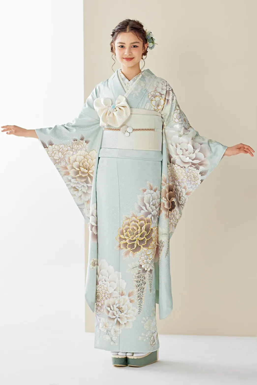 成人式　水色振袖　梅田