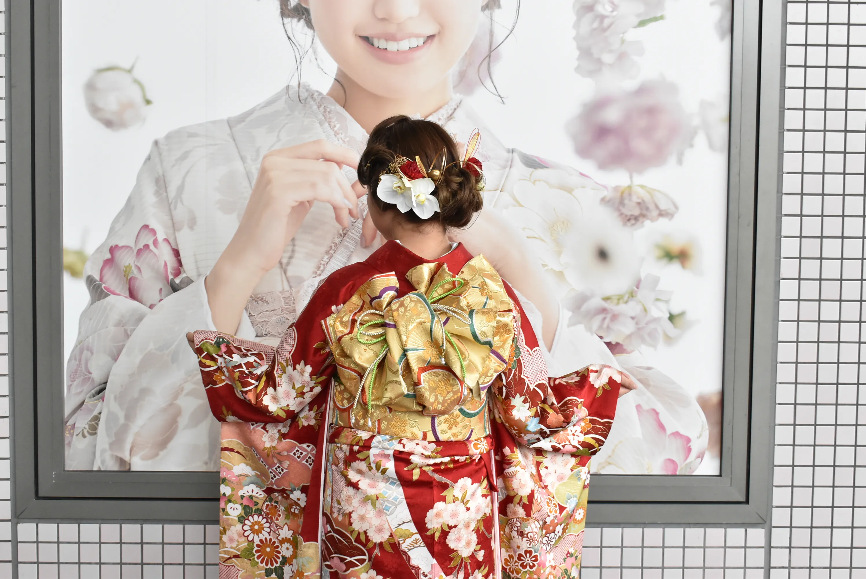 前撮り撮影会　堺店　TAKAZEN堺店　TAKAZENオリジナルお振袖　古典柄　かわいい　王道赤　赤古典の振袖　定番古典