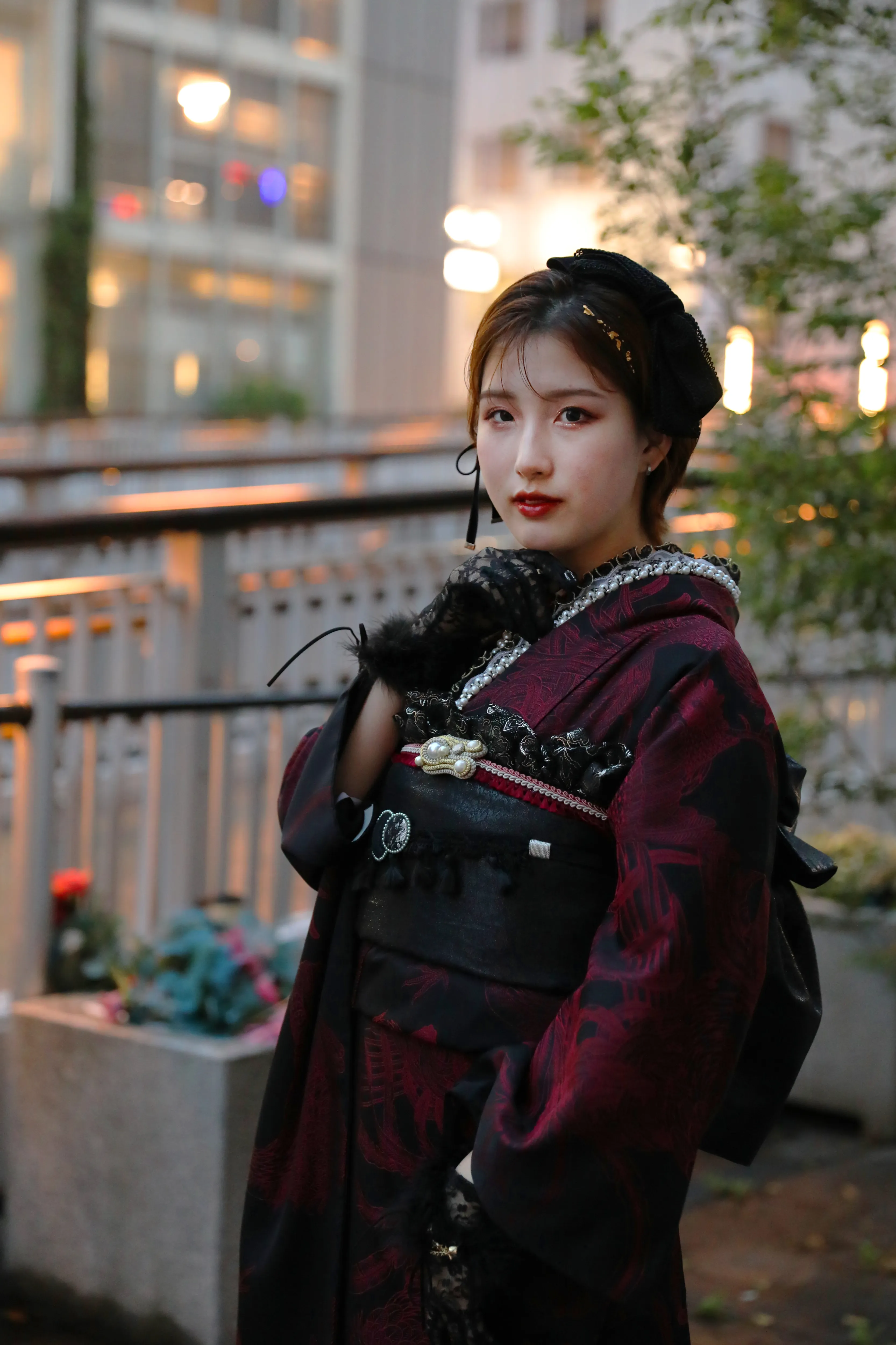 成人式　前撮り　梅田　袴　くすみカラー　かわいい　イマドキ　淡色　古典　タカゼン　撮影