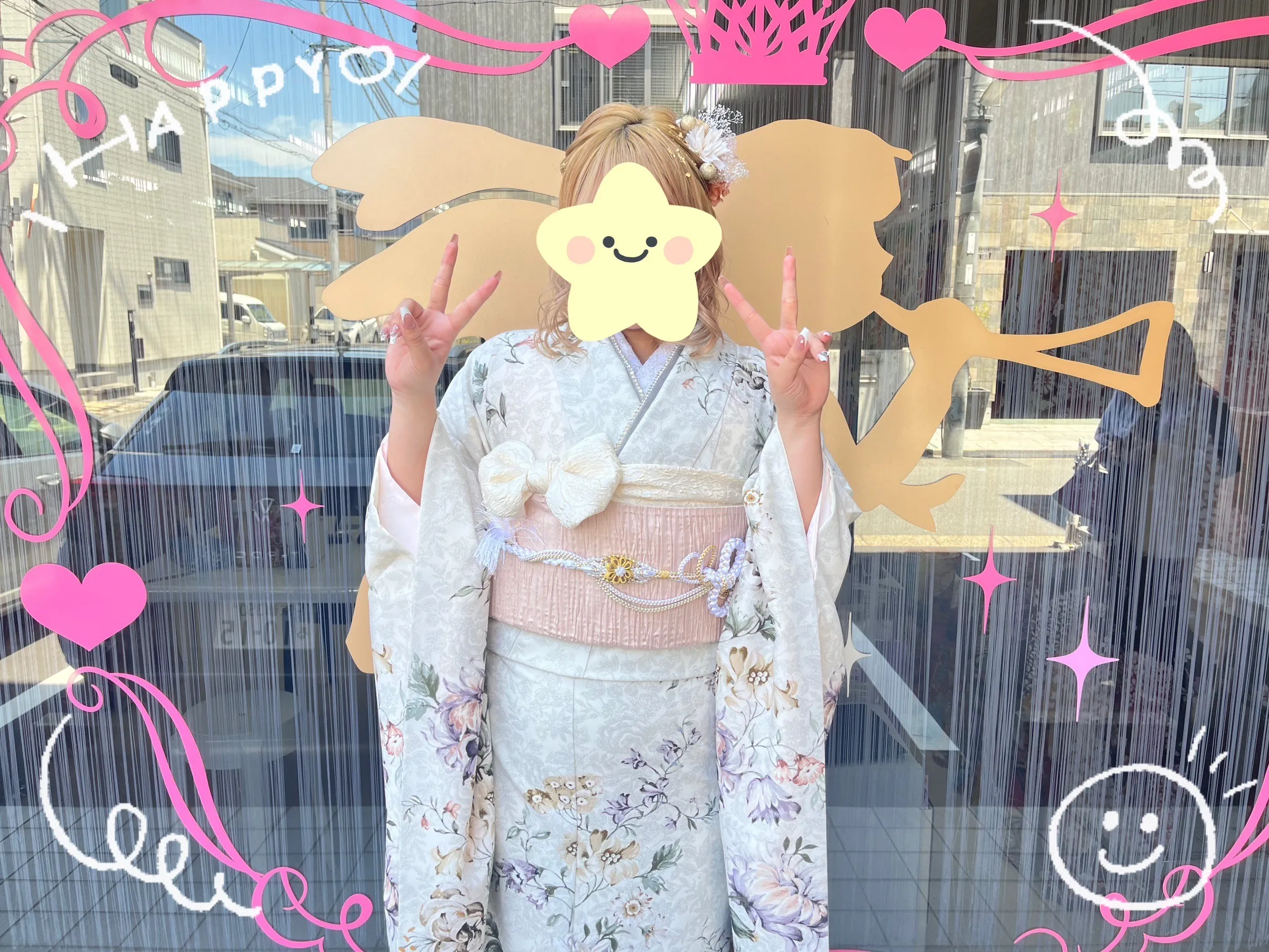 振袖　レンタル　奈良　振袖安い　最新作くすみカラーガーリー　アイボリー/白ベース　ボタニカルフラワー　JILL STUART(ジルスチュアート)　かわいらしい　オフカラー　香音ちゃん