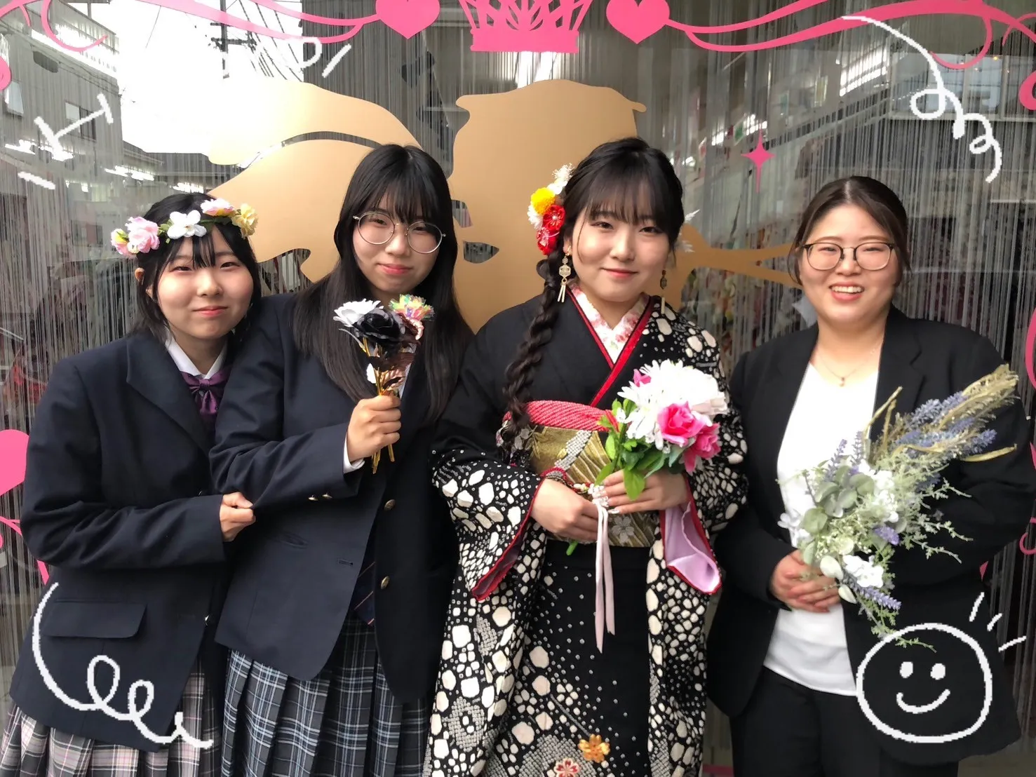 振袖　レンタル　奈良　前撮り　黒色　古典柄　和柄　正統派　豪華