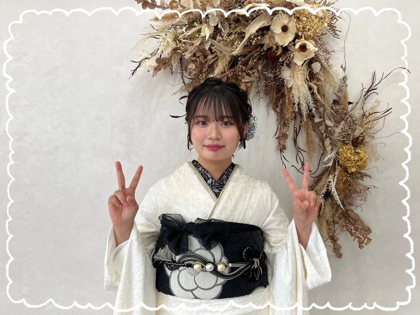 振袖　レンタル　橿原　前撮り　ヴィンテージスタイル　白　総刺繍　エレガント