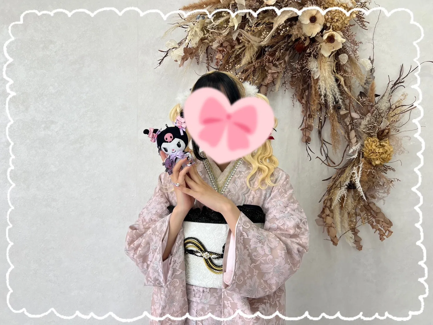 振袖　レンタル　橿原　前撮り　くすみカラーガーリー　くすみピンク　総レース　ゆめかわいい　量産型　おしゃれ