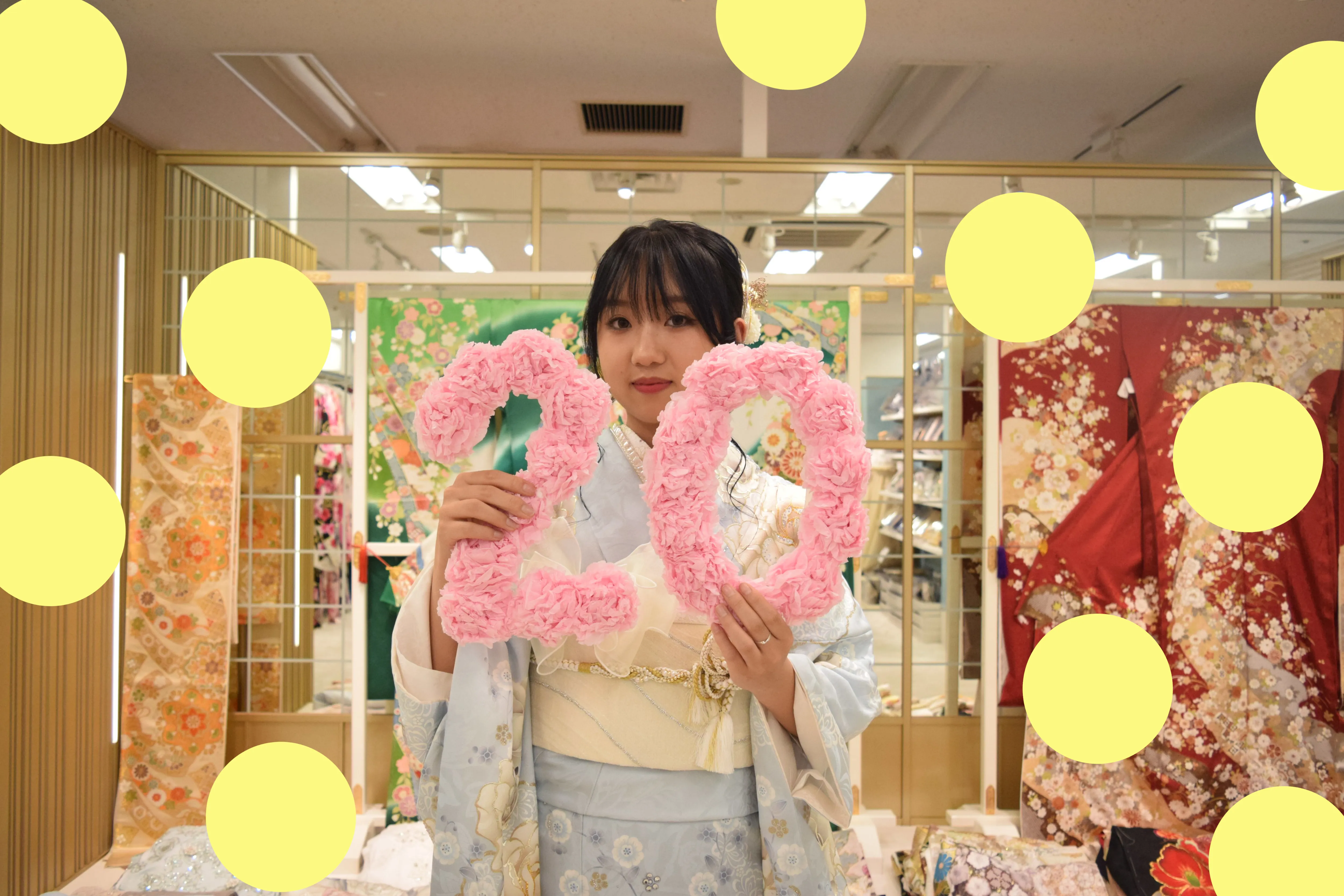 前撮り　振袖　撮影会　オリジナル振袖　水色　キラキラ　かわいい