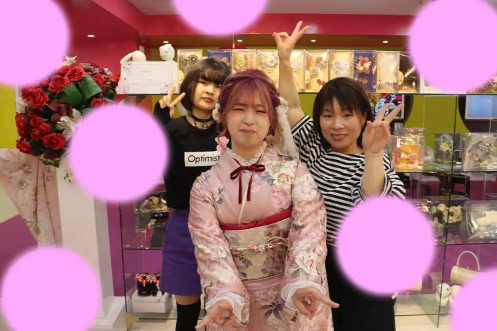 成人式　振袖　くすみガーリー　　TAKAZEN神戸店　前撮り撮影会　イマドキ　カワイイ　コディネート　