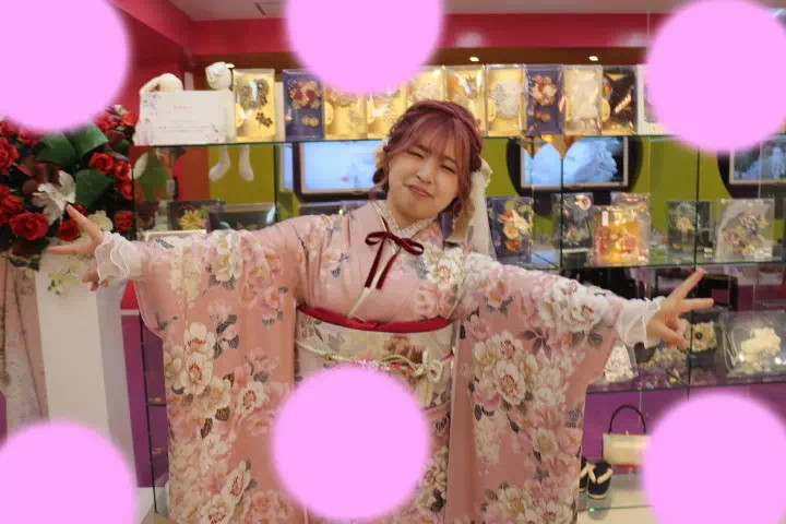 成人式　振袖　くすみガーリー　　TAKAZEN神戸店　前撮り撮影会　イマドキ　カワイイ　コディネート　