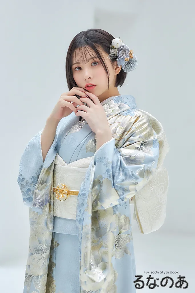 くすみカラーガーリー 水色/パステルカラー 牡丹柄 爽やか かわいい  