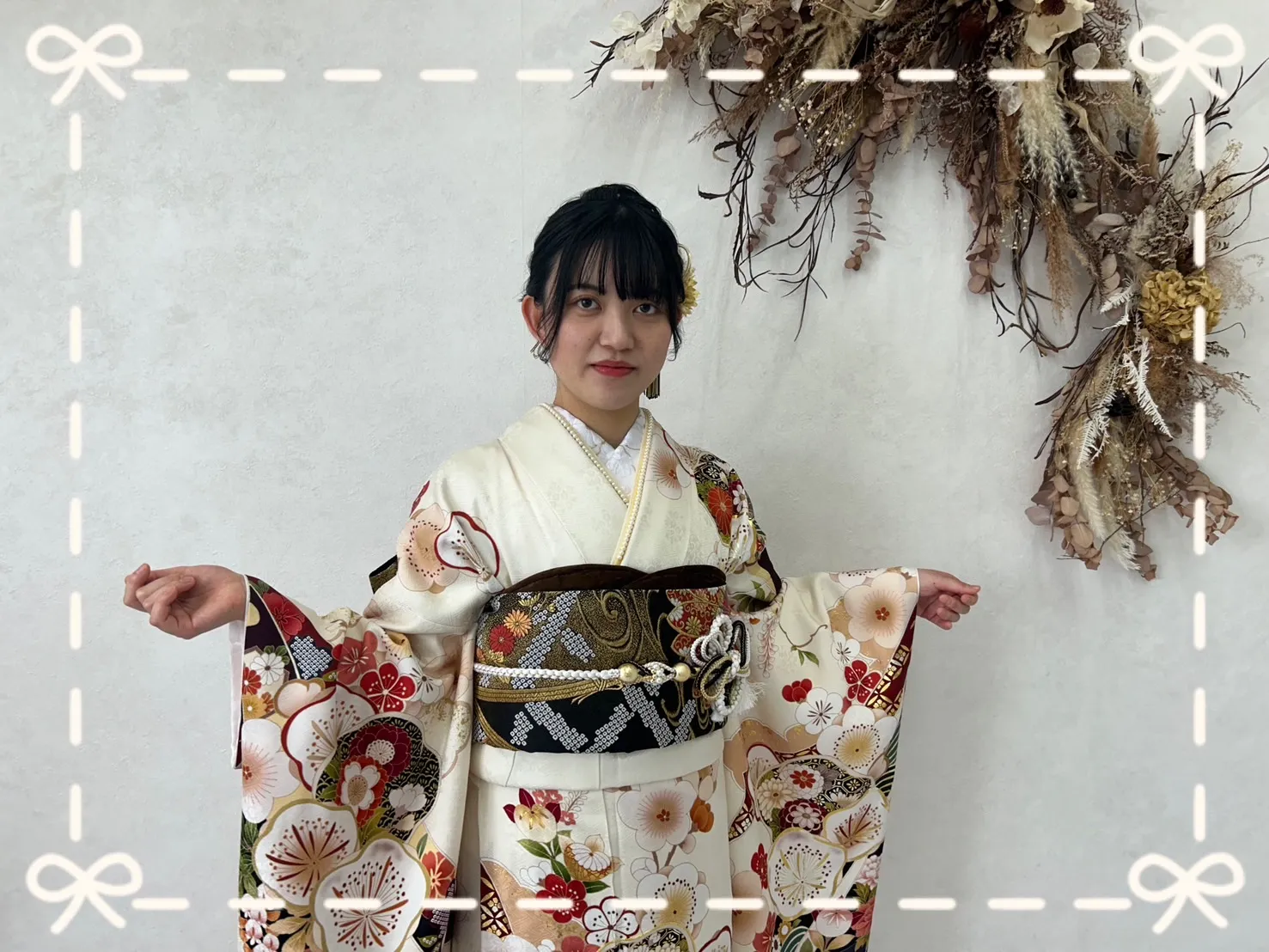 振袖　レンタル　橿原　前撮り　白色　シンプル　おしとやか　上品　はんなり　大人っぽい　綺麗