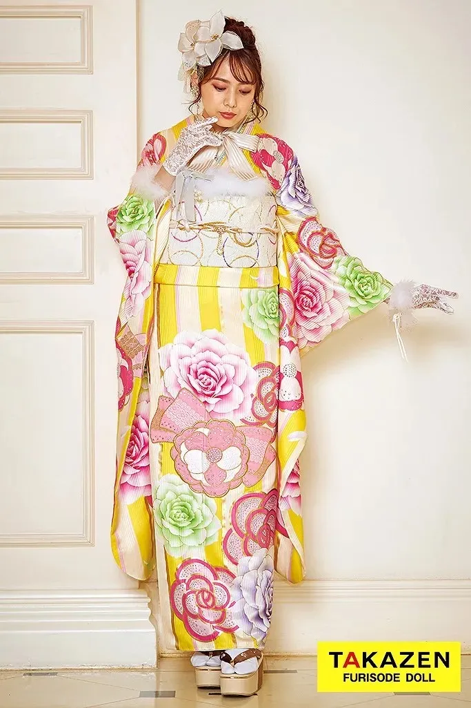 成人式　振袖　レンタル振袖　TAKAZENオリジナル　ヘップバーン　イマドキ振袖　可愛い　キラキラ
