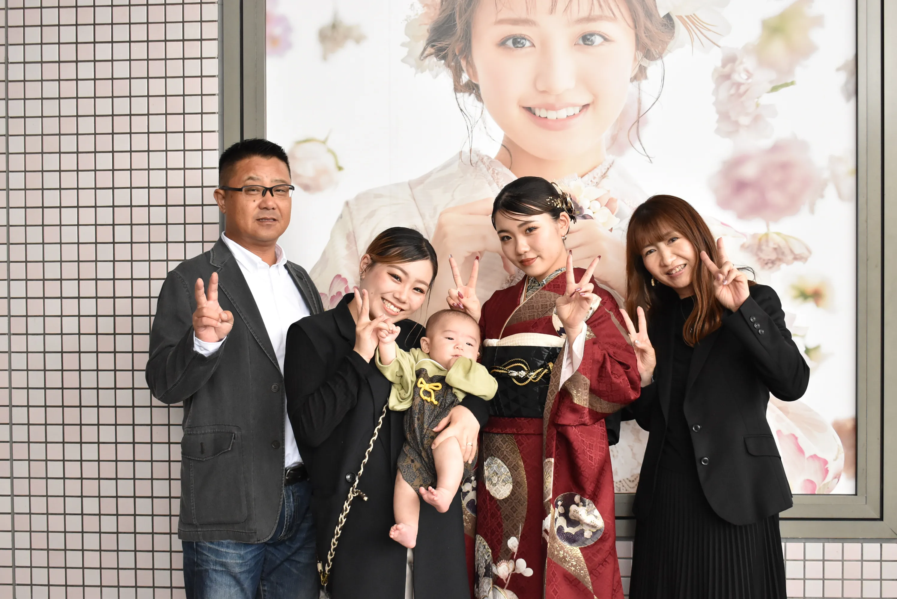 成人式　振袖レンタル　成人式振袖　エンジ色　シンプル