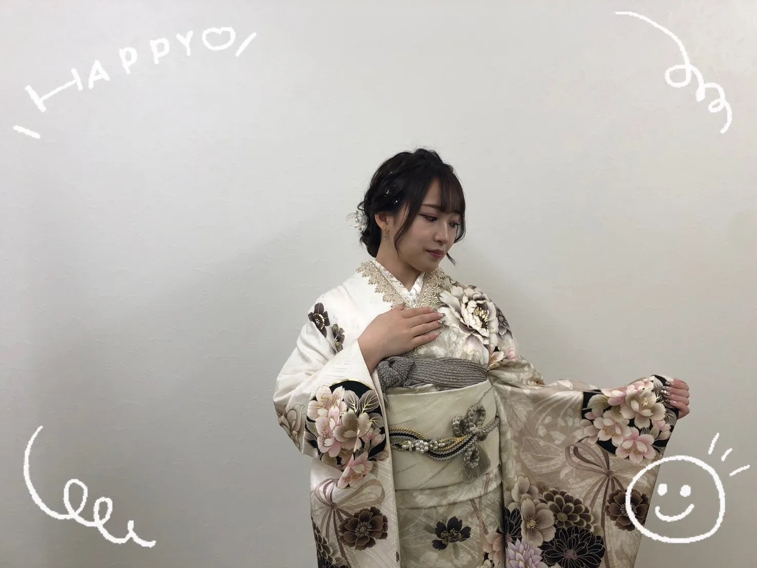 振袖　レンタル　奈良　前撮り　くすみカラー　エレガント　淡い色　綺麗　豪華
