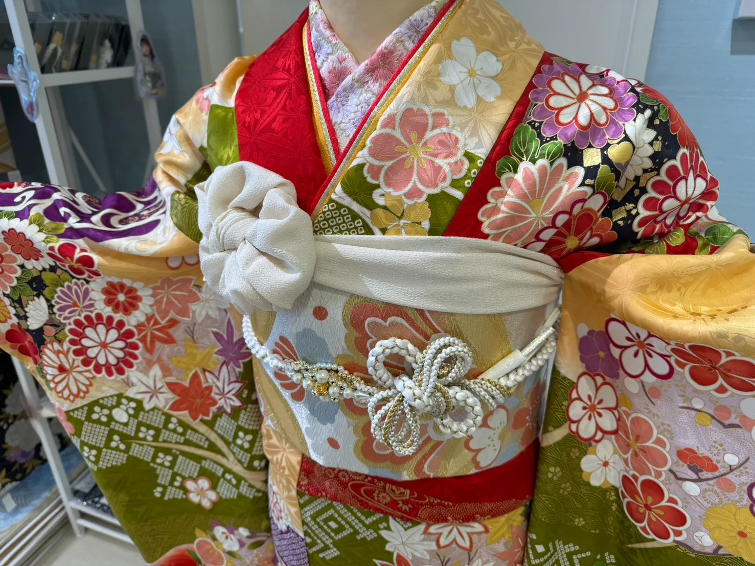 古典柄　振袖　TAKAZEN堺店　レンタル　成人式　赤　緑