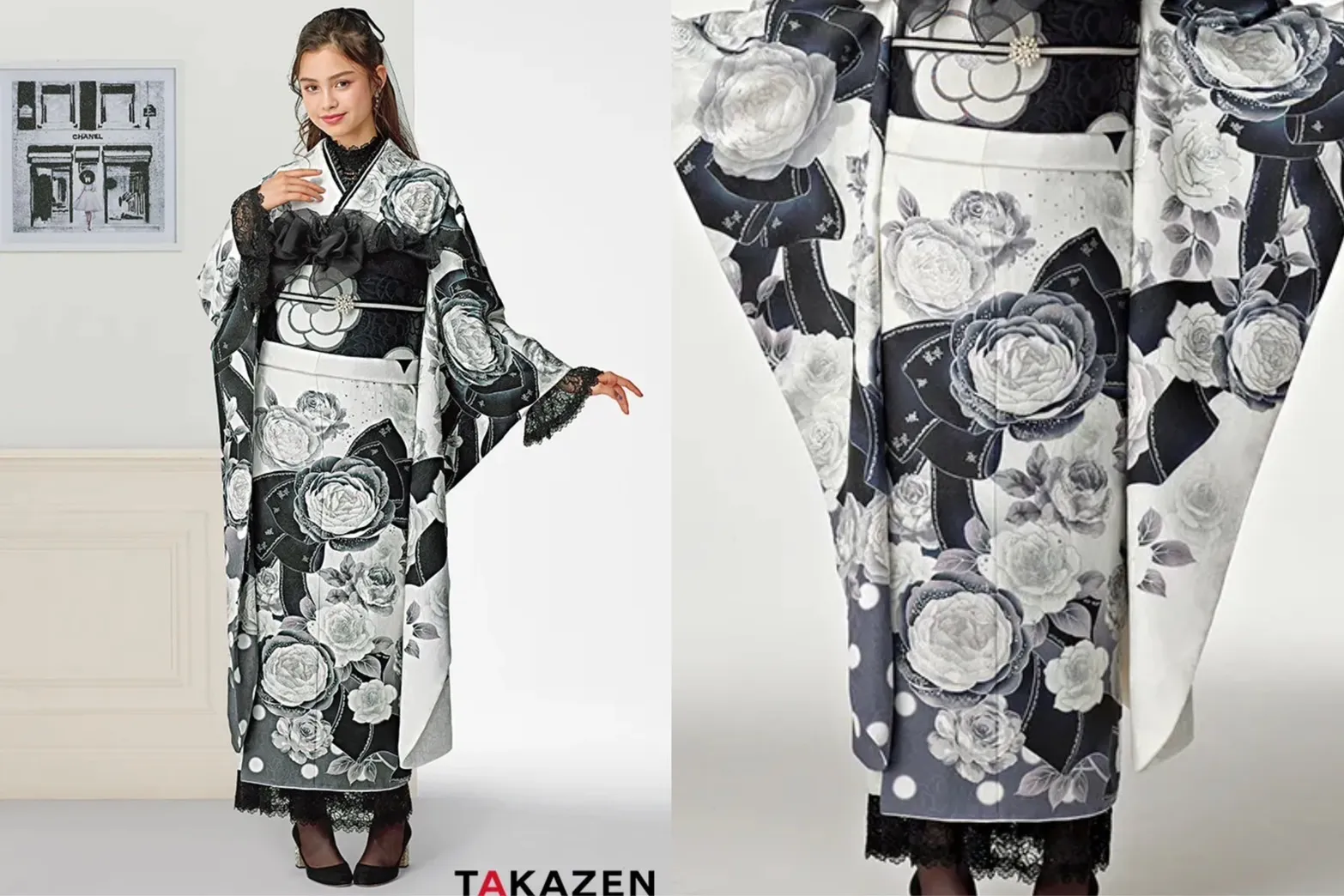 TAKAZENオリジナル　ヘップバーン　キラキラ　お振袖