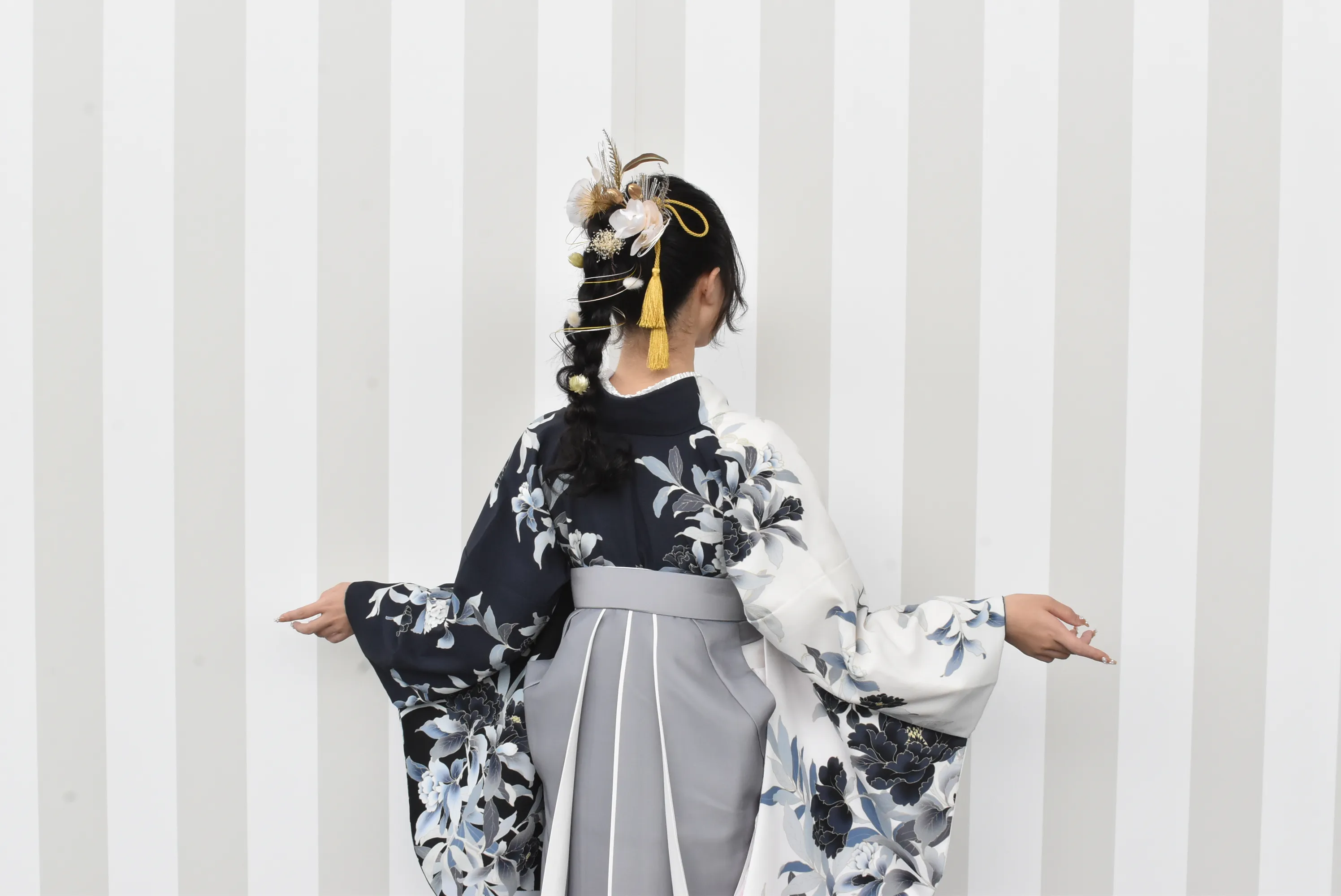 TAKAZEN　タカゼン　前撮り撮影会　卒業式袴　イマドキ　ネイビー　グレー　綺麗
