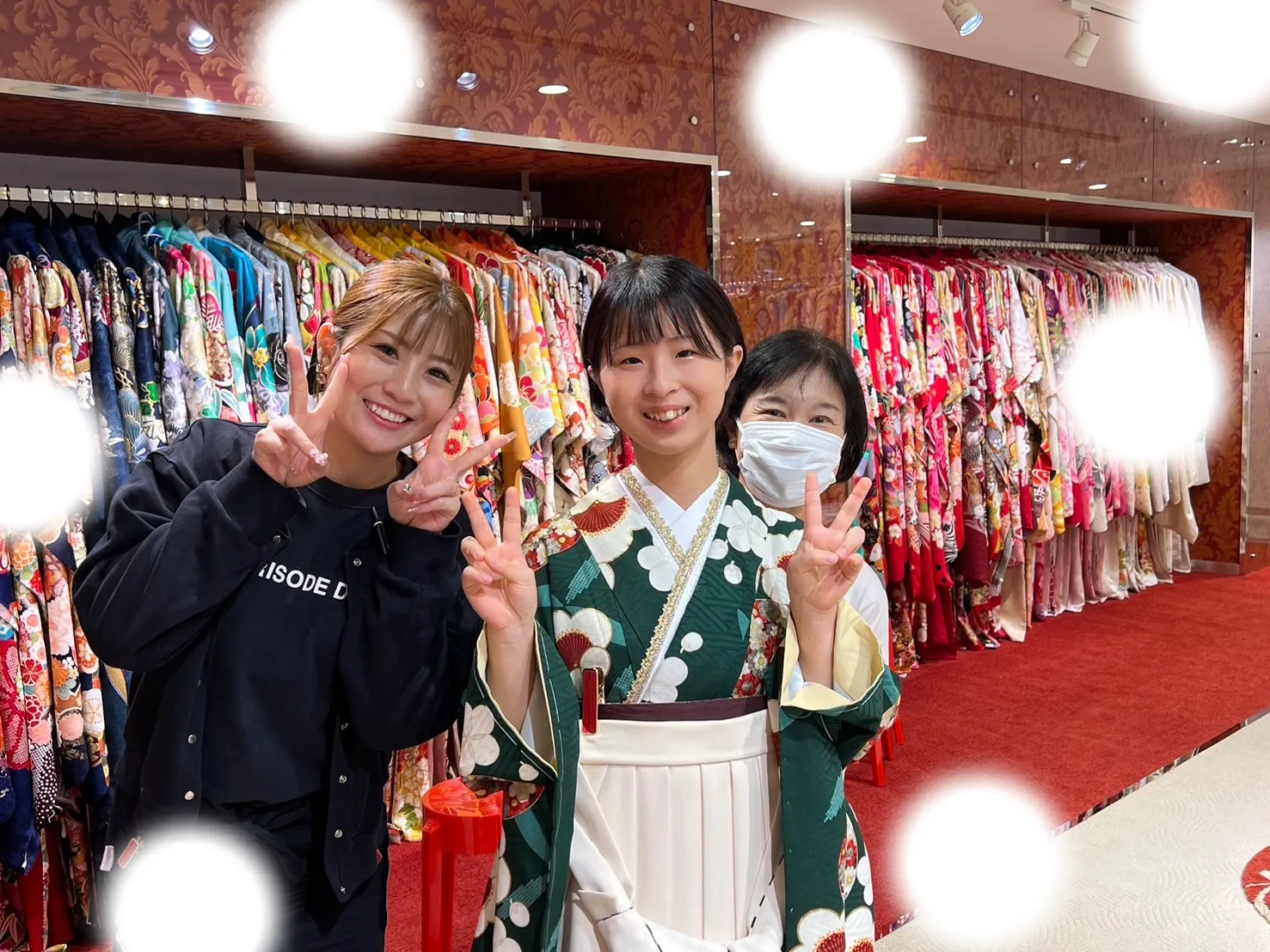 袴レンタル　卒業式　前撮り　古典　緑　かわいい
