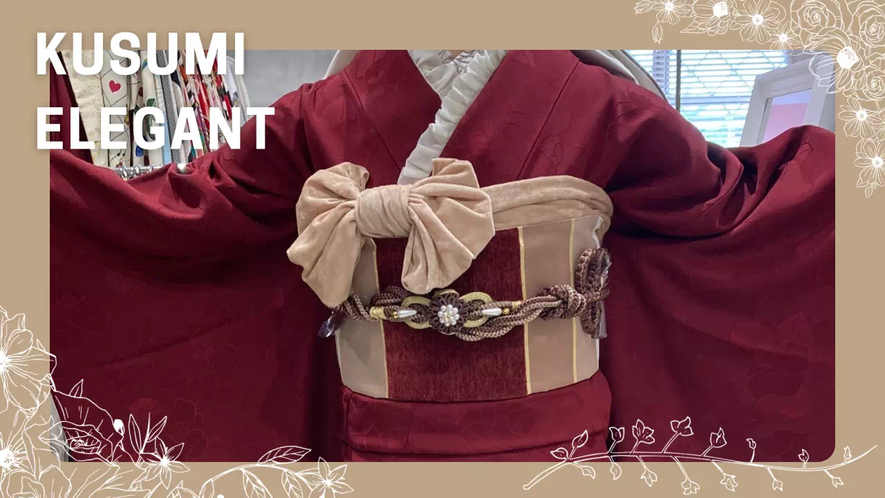 【TAKAZEN姫路店】♡11日  シンプルなデザインで大人っぽい！えんじ色のくすみエレガントのお振袖♡
