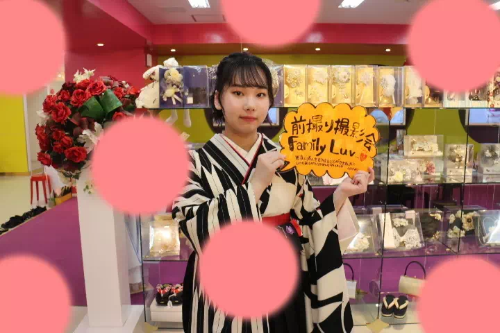TAKAZEN神戸店　前撮り撮影会　イマドキ　カワイイ　コディネート　振袖　レンタル　袴　モノトーン