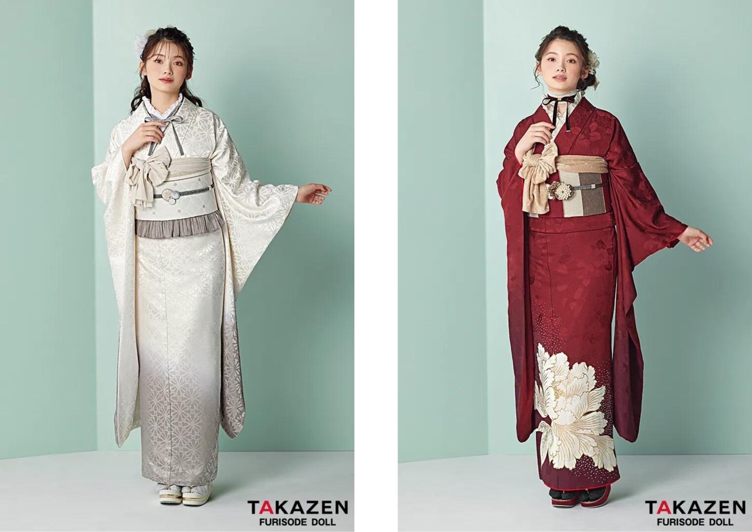 TAKAZEN　タカゼン　振袖レンタル　くすみカラー　かわいい　エレガント　スッキリ　綺麗　上品