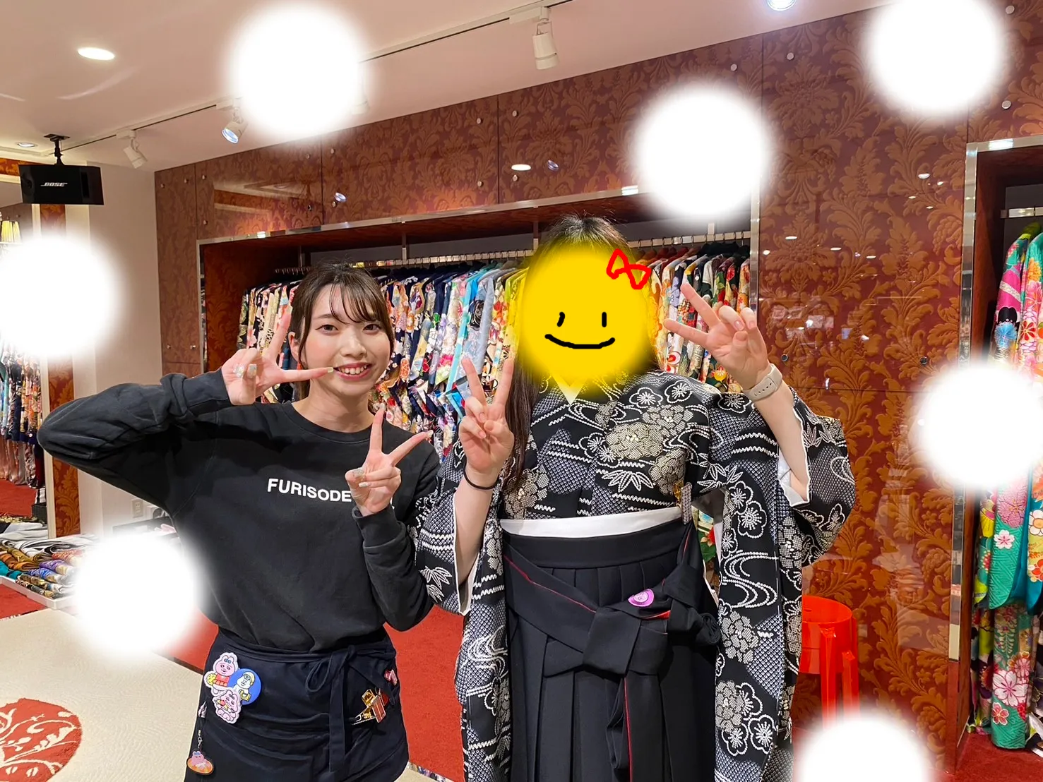 袴レンタル　卒業式　前撮り　古典　緑　かわいい
