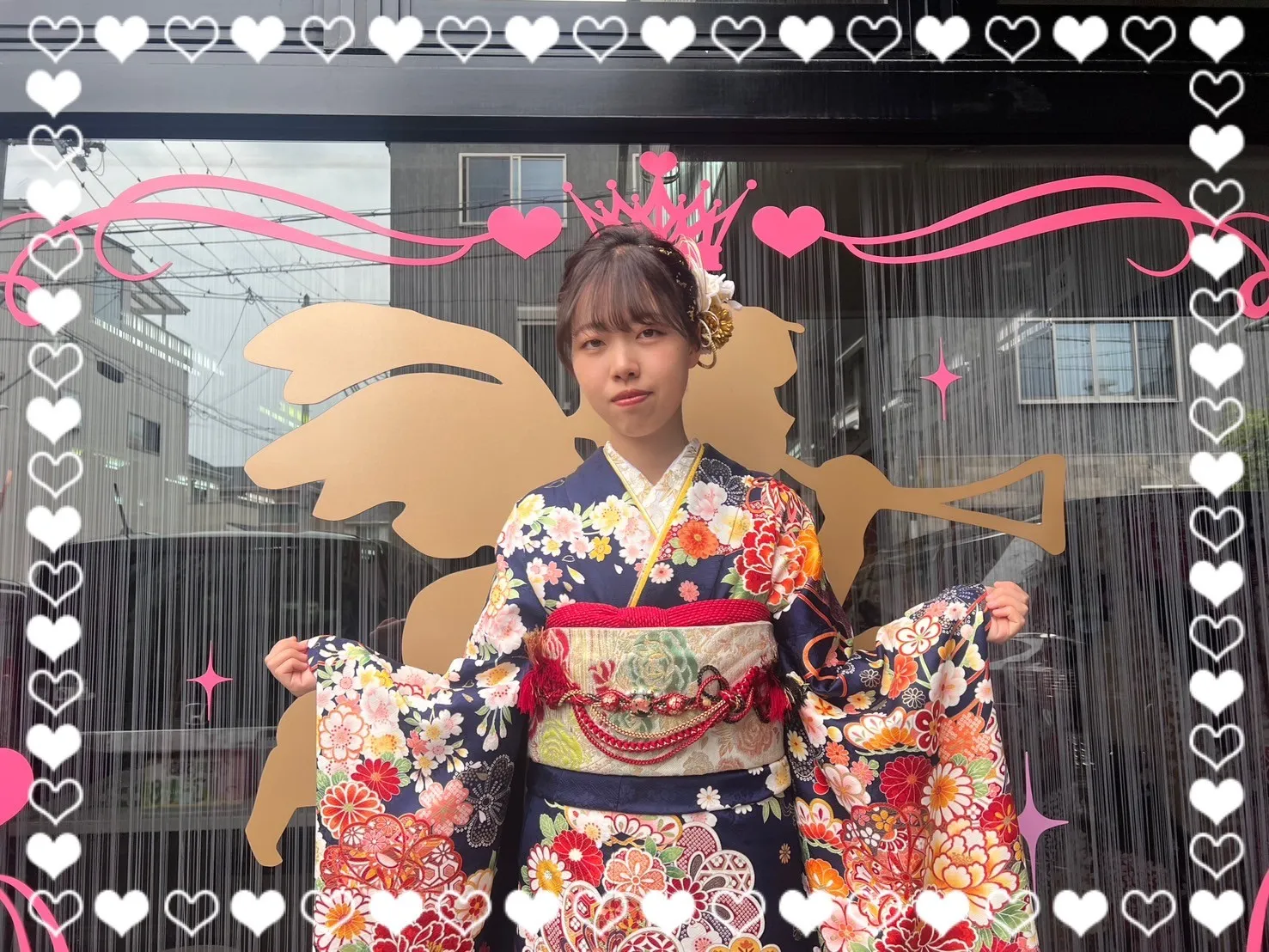 振袖　レンタル　奈良　前撮り　正統派古典　紺/赤/黄色　菊柄　はんなり　上品　王道