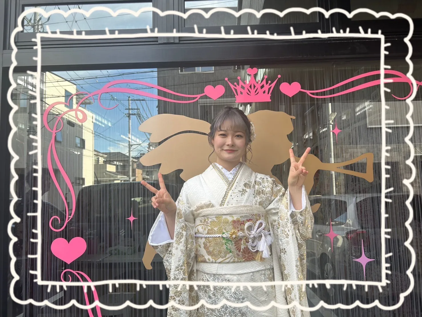 振袖　レンタル　奈良　前撮り撮影会　かわいい　くすみ　古典柄　ベージュ　おしゃれ　上品