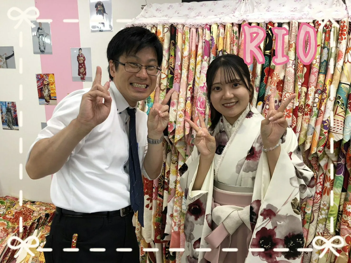 袴　レンタル　奈良　JAPANSTYLE×中村里砂ブランド袴　くすみカラーガーリー　白/ピンク　水彩画風　かわいい　量産型　女の子らしい