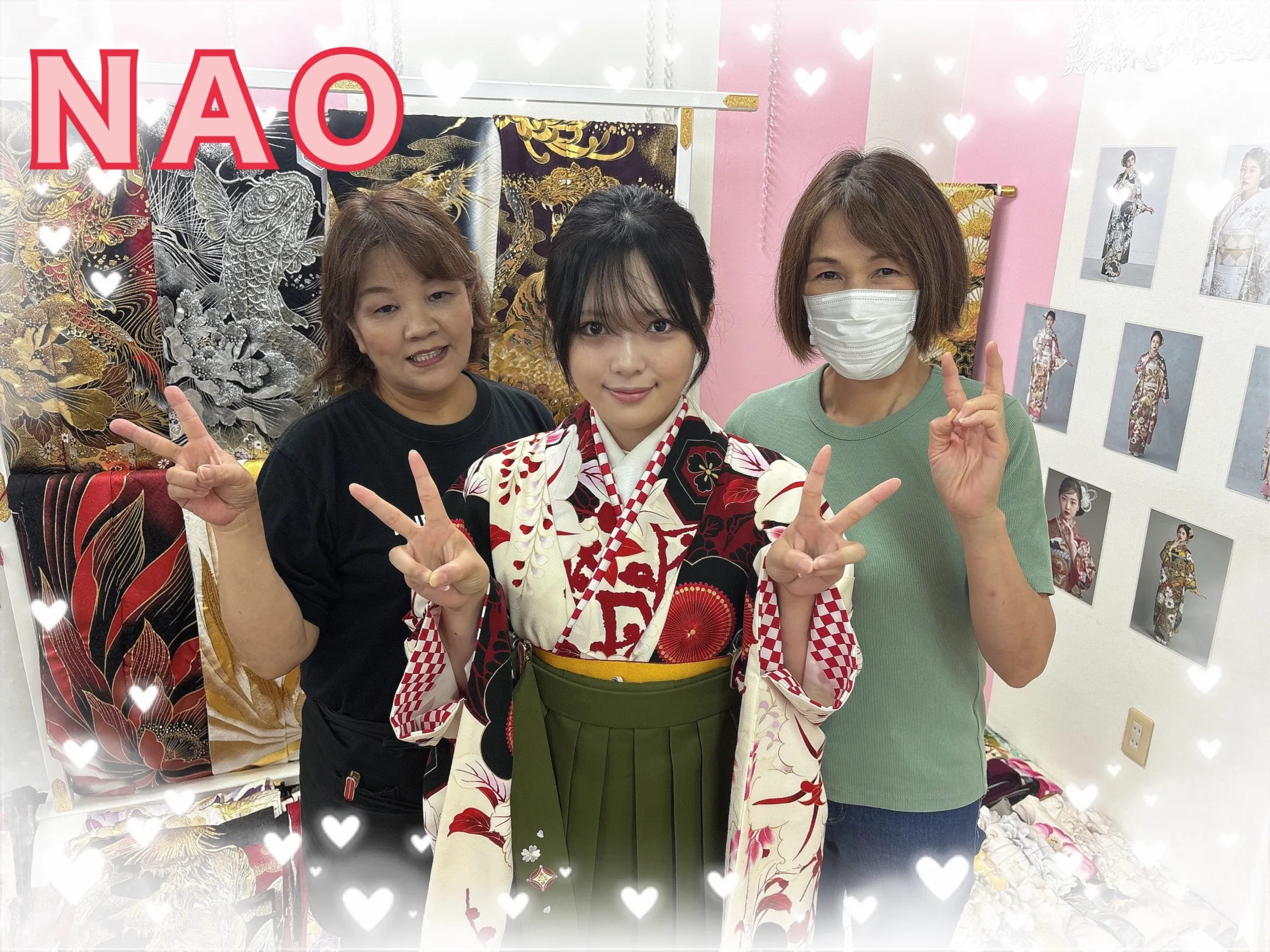 袴　レンタル　奈良　袴安い　JAPANSTYLE×中村里砂ブランド袴　白/赤/クリーム　梅柄　レトロポップ