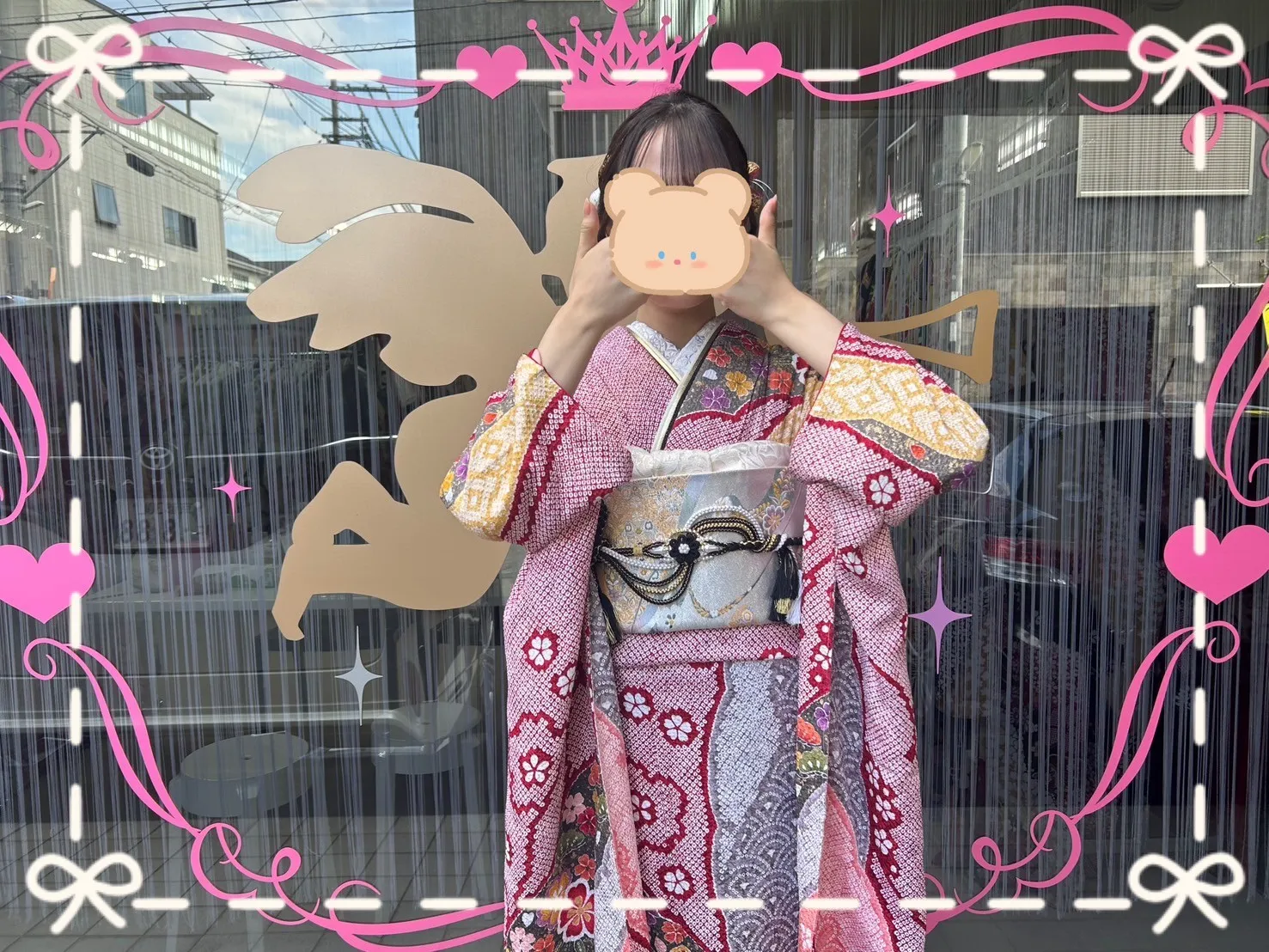 成人式　振袖　前撮り撮影会　可愛い　総絞り　ピンク　綺麗