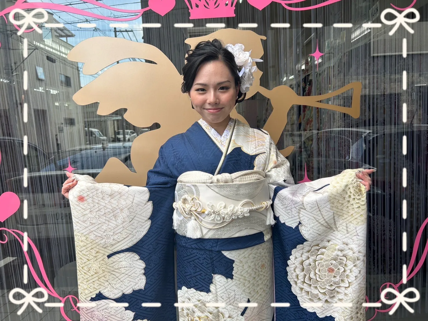 成人式　振袖　前撮り撮影会　正統派古典　青/紺/白　菊柄/大柄　シンプル　清楚　かわいい古典振袖　大人っぽい　人気
