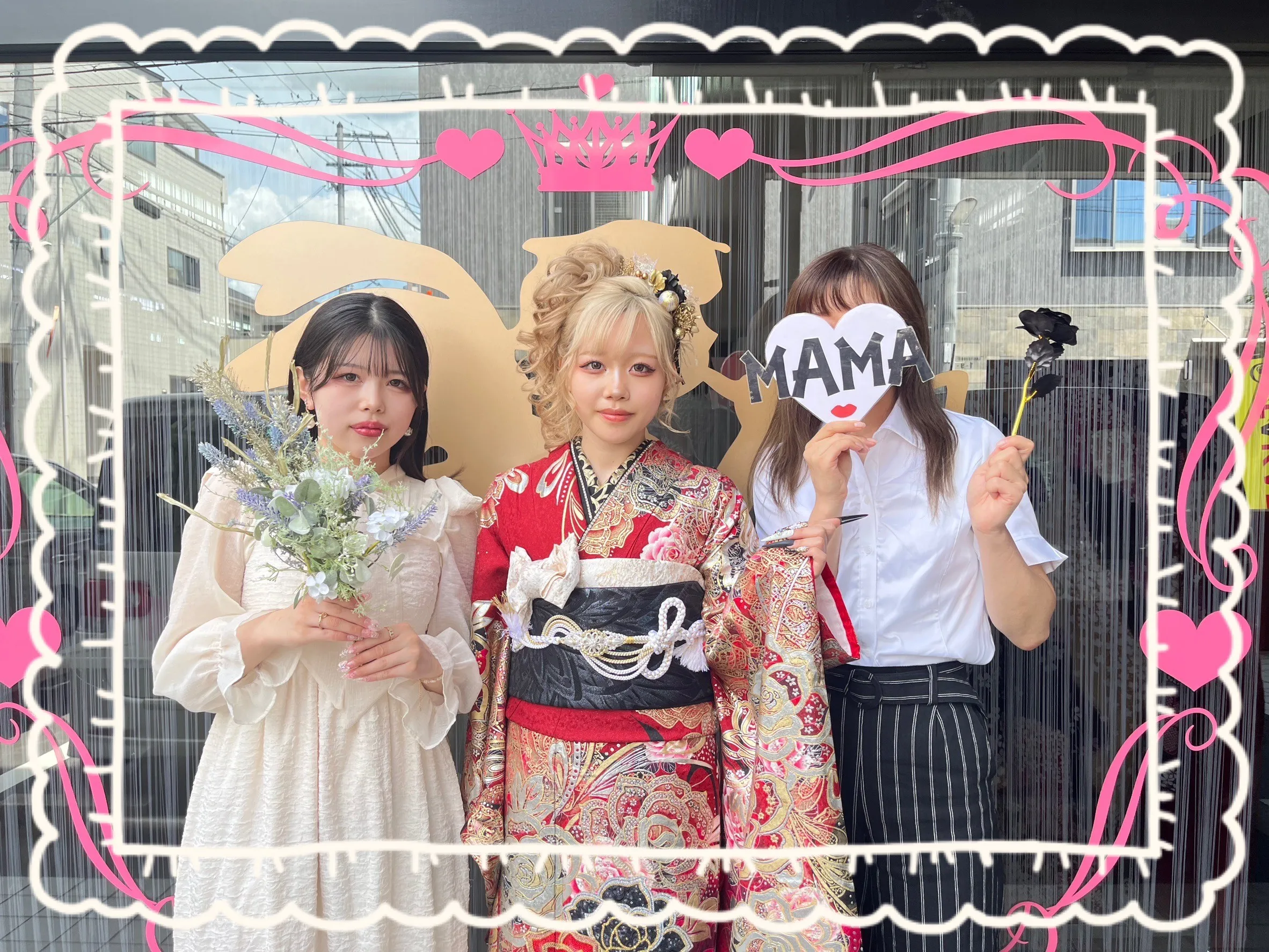 振袖　レンタル　奈良　前撮り撮影会　かわいい　赤　古典