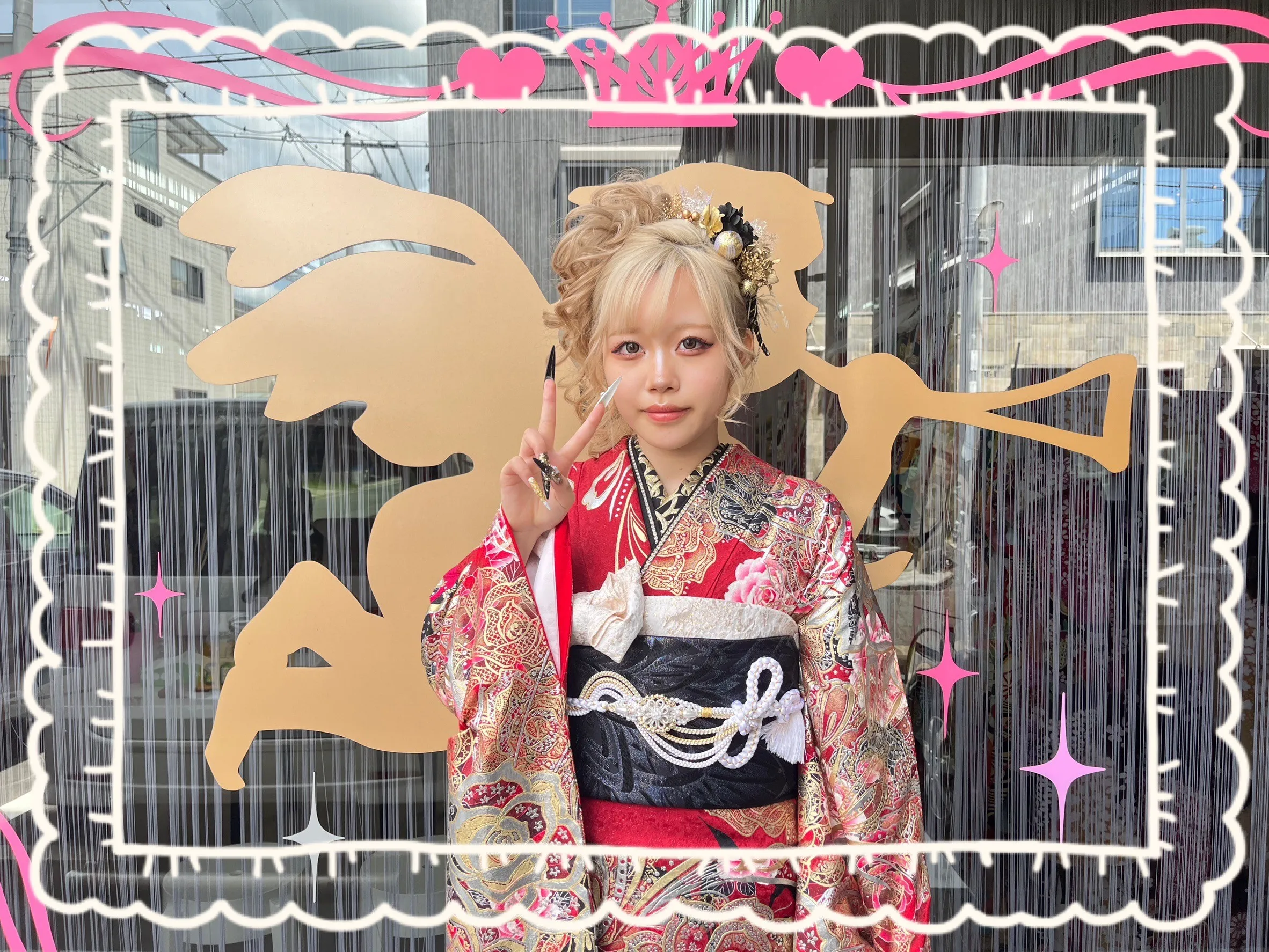 振袖　レンタル　奈良　前撮り撮影会　かわいい　赤　古典