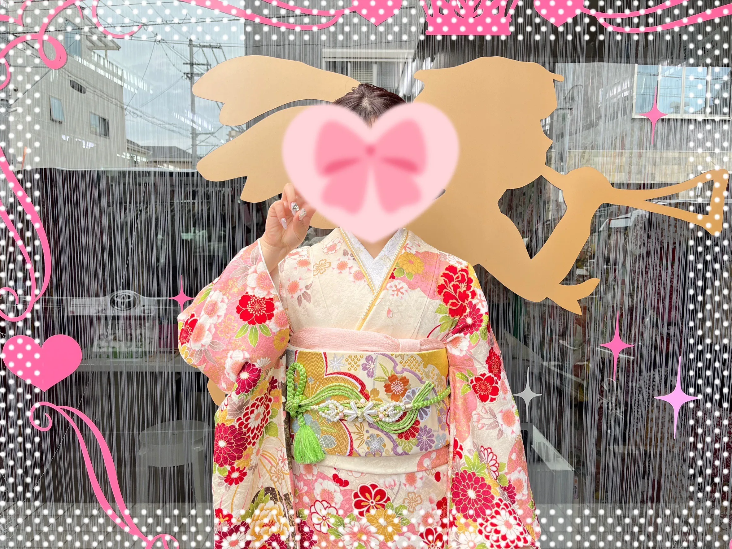 成人式　振袖　前撮り撮影会　可愛い　華やか　古典柄　ピンク　小花
