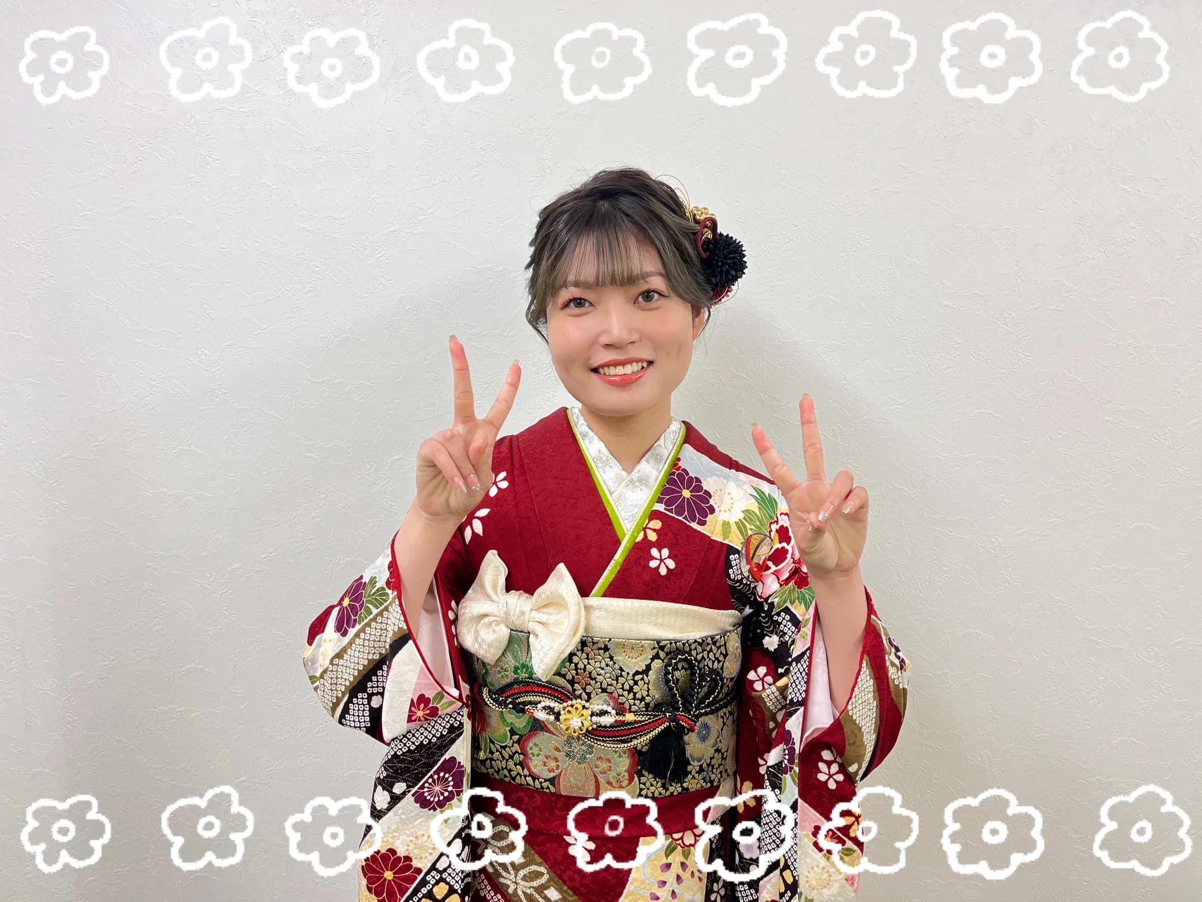 振袖　レンタル　奈良　前撮り撮影会　かわいい　赤　古典